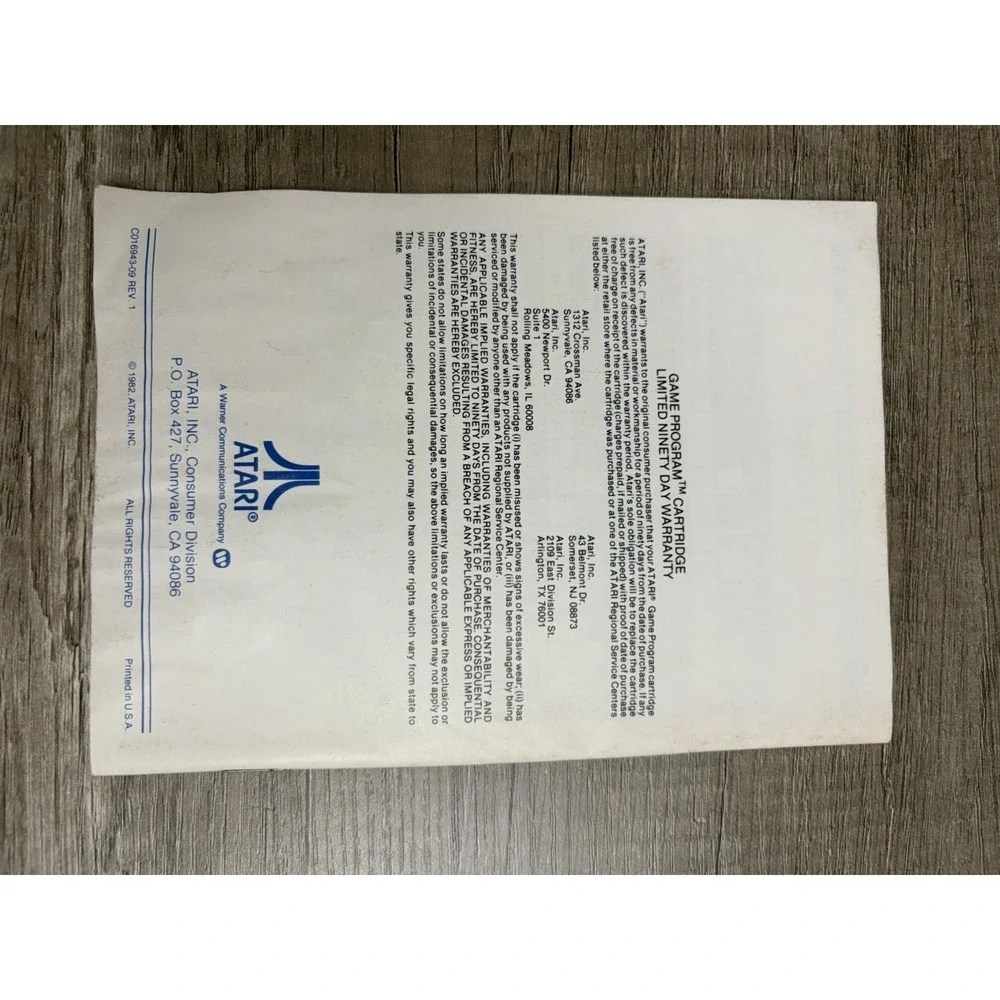Atari Defender CX2609 Game Instructions Manual Only